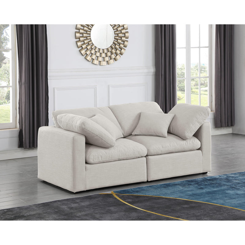 Meridian Indulge Cream Linen Textured Fabric Modular Sofa IMAGE 2