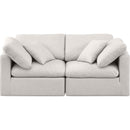 Meridian Indulge Cream Linen Textured Fabric Modular Sofa IMAGE 4