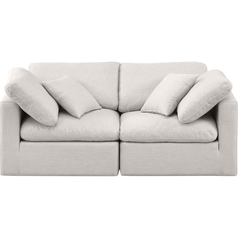 Meridian Indulge Cream Linen Textured Fabric Modular Sofa IMAGE 4