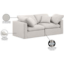 Meridian Indulge Cream Linen Textured Fabric Modular Sofa IMAGE 8
