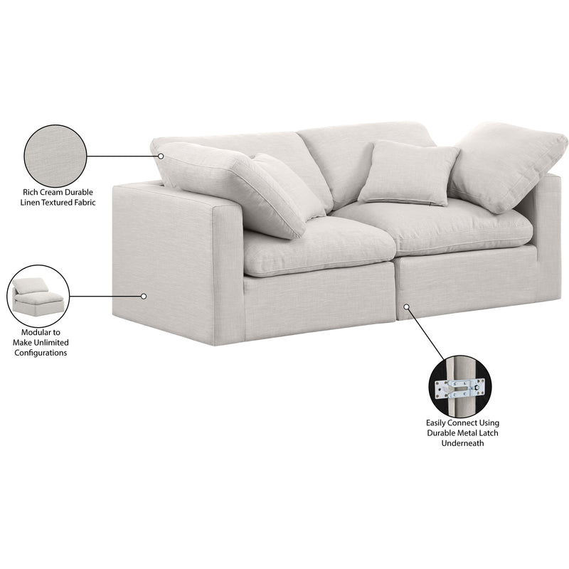 Meridian Indulge Cream Linen Textured Fabric Modular Sofa IMAGE 8