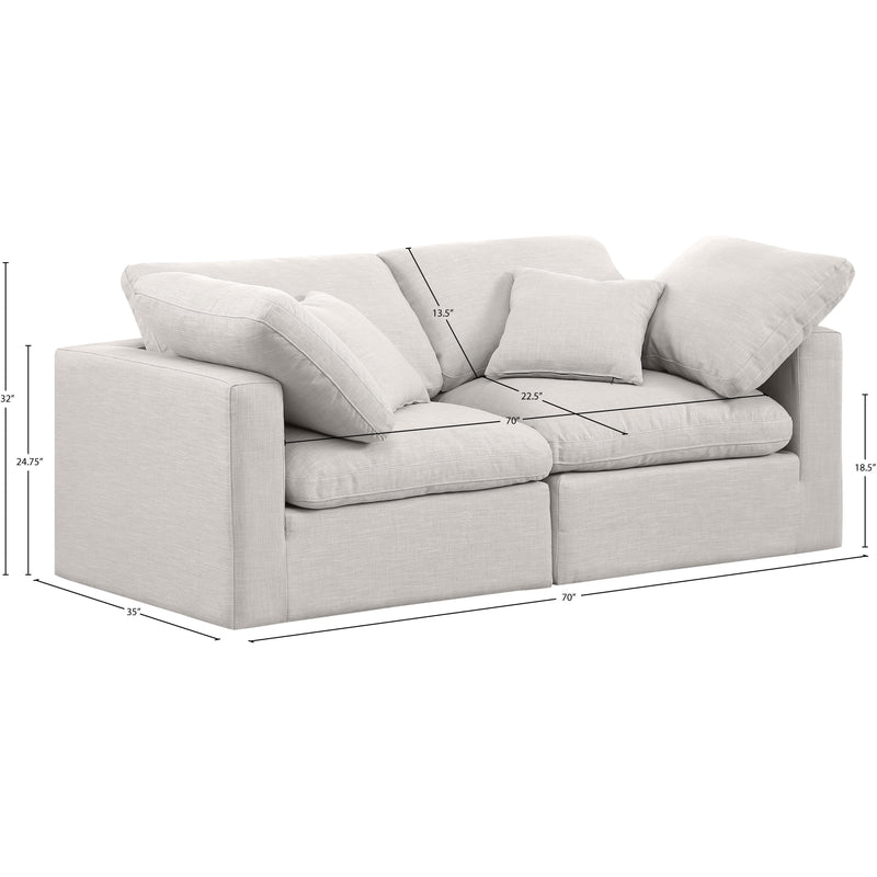 Meridian Indulge Cream Linen Textured Fabric Modular Sofa IMAGE 9