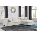 Meridian Indulge Cream Linen Textured Fabric Modular Sectional IMAGE 2