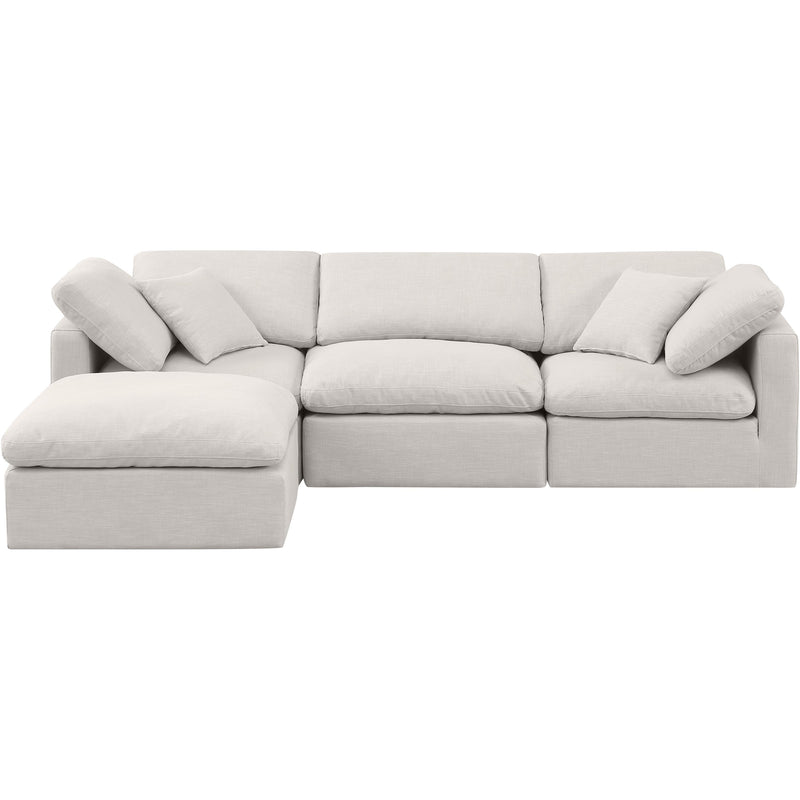 Meridian Indulge Cream Linen Textured Fabric Modular Sectional IMAGE 4