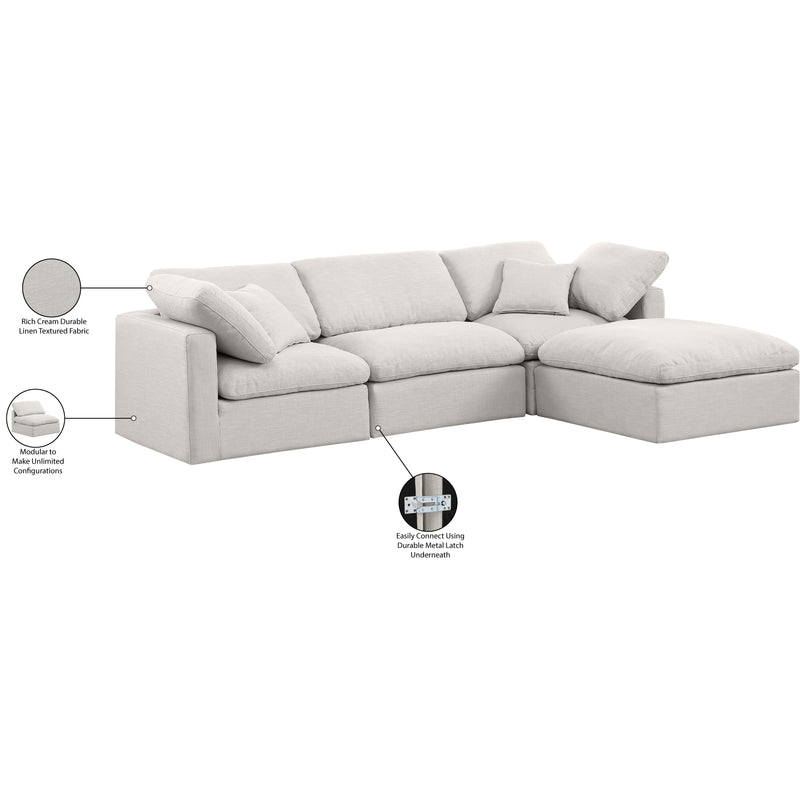 Meridian Indulge Cream Linen Textured Fabric Modular Sectional IMAGE 8