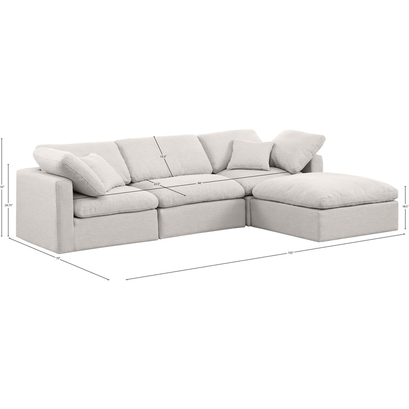 Meridian Indulge Cream Linen Textured Fabric Modular Sectional IMAGE 9