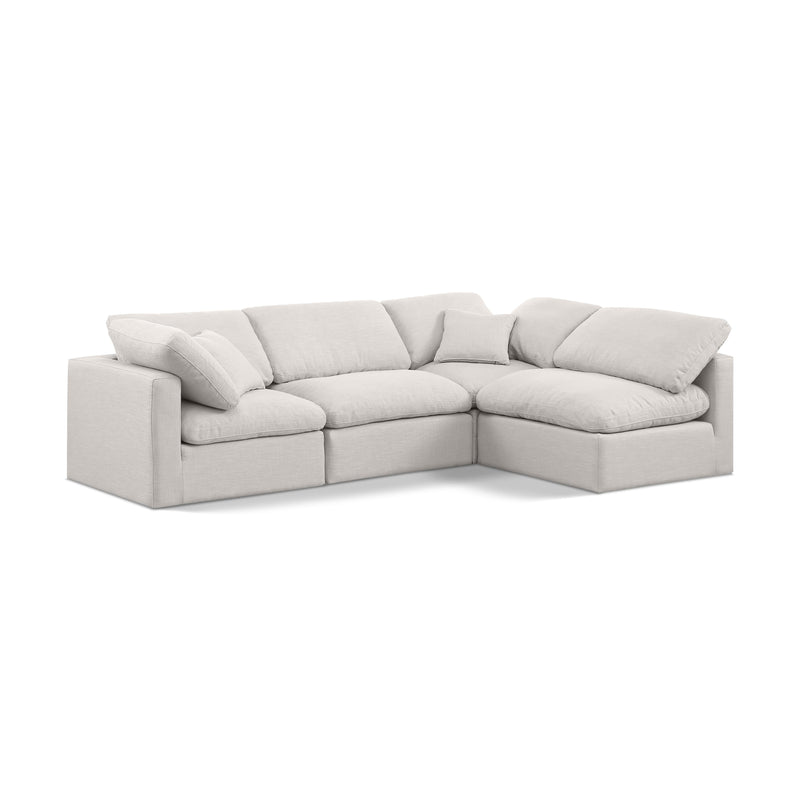 Meridian Indulge Cream Linen Textured Fabric Modular Sectional IMAGE 1