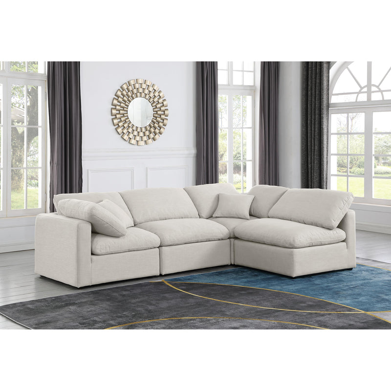 Meridian Indulge Cream Linen Textured Fabric Modular Sectional IMAGE 2