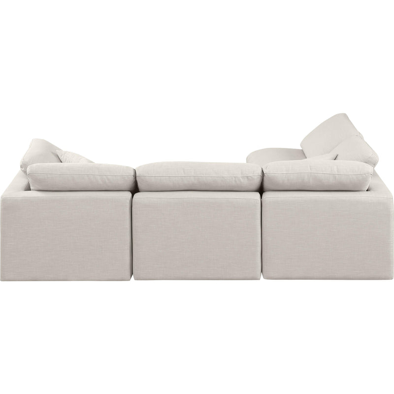 Meridian Indulge Cream Linen Textured Fabric Modular Sectional IMAGE 3