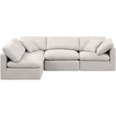 Meridian Indulge Cream Linen Textured Fabric Modular Sectional IMAGE 4
