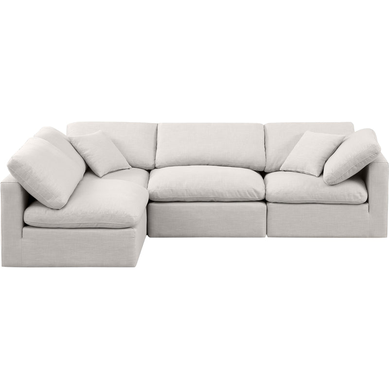 Meridian Indulge Cream Linen Textured Fabric Modular Sectional IMAGE 4