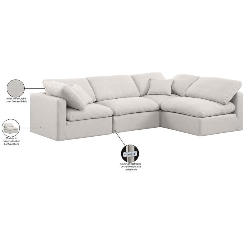 Meridian Indulge Cream Linen Textured Fabric Modular Sectional IMAGE 9