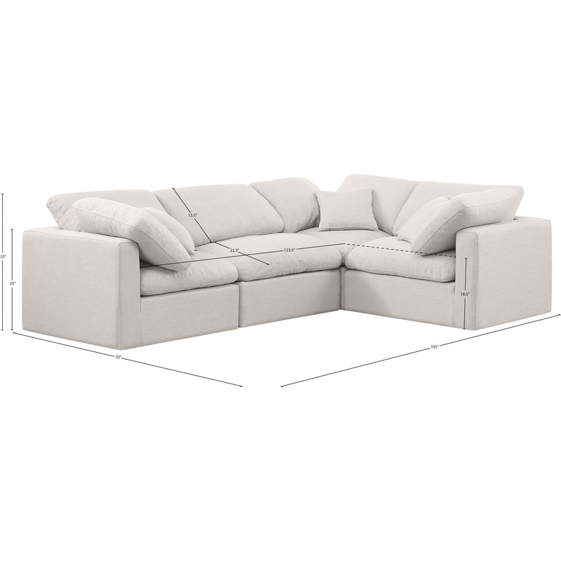 Meridian Indulge Cream Linen Textured Fabric Modular Sectional IMAGE 10