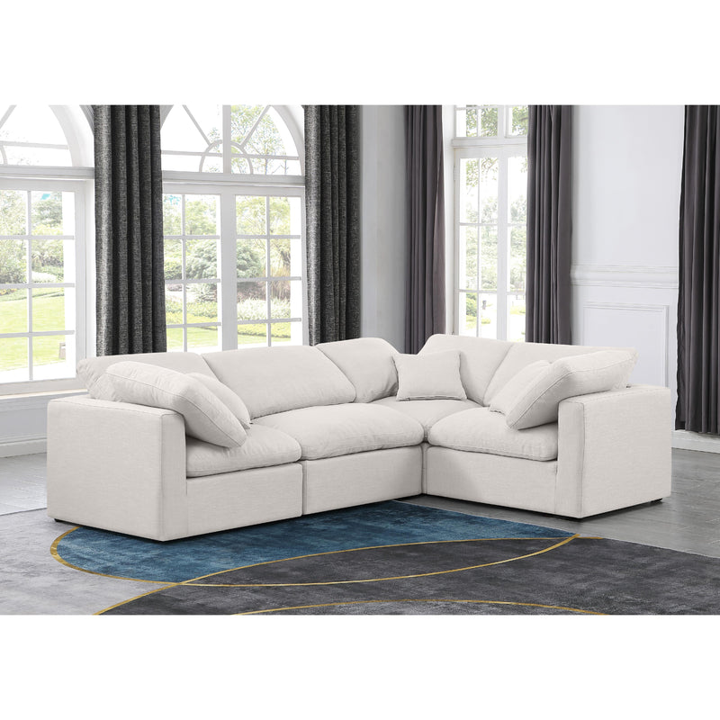 Meridian Indulge Cream Linen Textured Fabric Modular Sectional IMAGE 2