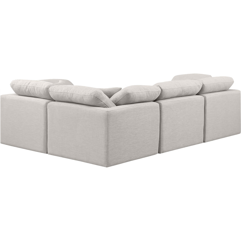 Meridian Indulge Cream Linen Textured Fabric Modular Sectional IMAGE 3