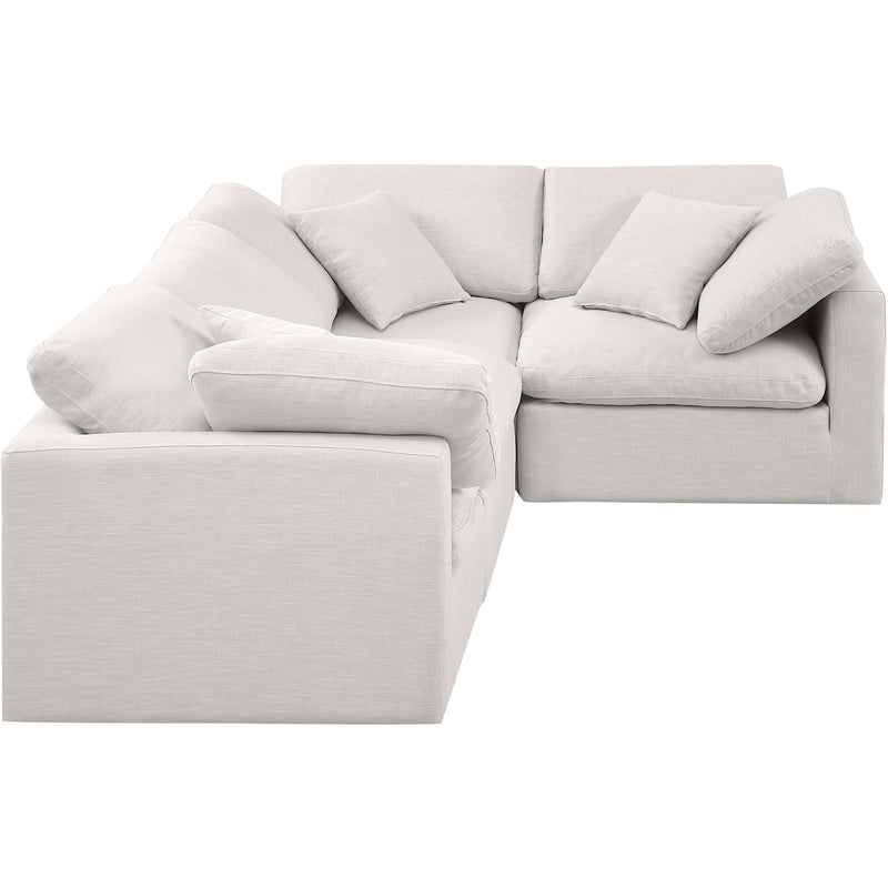 Meridian Indulge Cream Linen Textured Fabric Modular Sectional IMAGE 4
