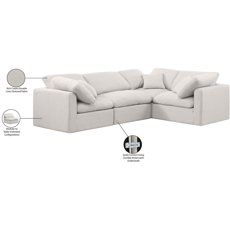 Meridian Indulge Cream Linen Textured Fabric Modular Sectional IMAGE 9