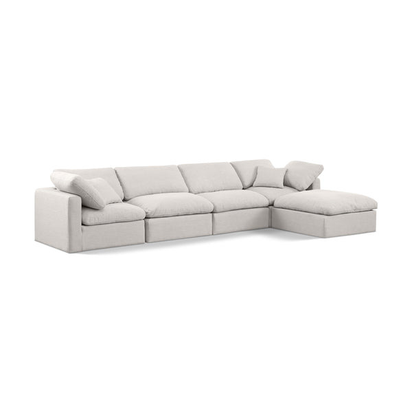 Meridian Indulge Cream Linen Textured Fabric Modular Sectional IMAGE 1