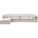 Meridian Indulge Cream Linen Textured Fabric Modular Sectional IMAGE 4