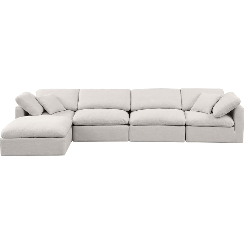 Meridian Indulge Cream Linen Textured Fabric Modular Sectional IMAGE 4