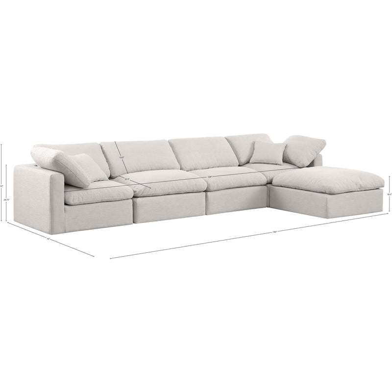 Meridian Indulge Cream Linen Textured Fabric Modular Sectional IMAGE 9