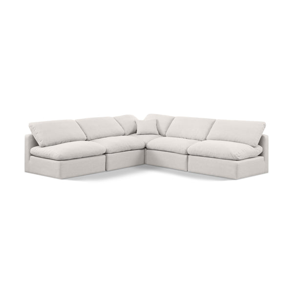 Meridian Indulge Cream Linen Textured Fabric Modular Sectional IMAGE 1