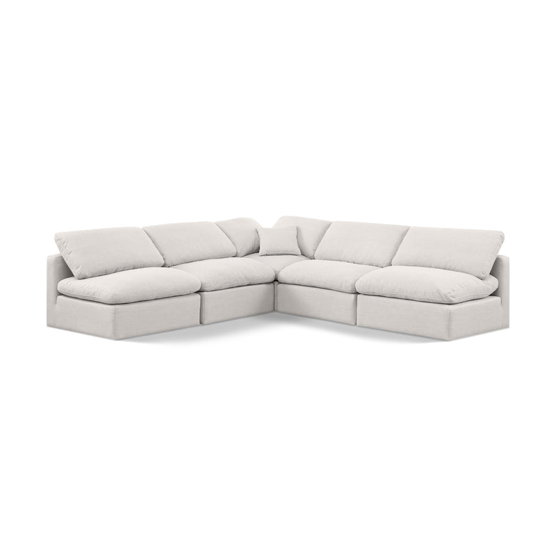 Meridian Indulge Cream Linen Textured Fabric Modular Sectional IMAGE 1