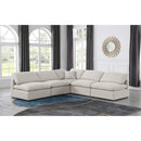 Meridian Indulge Cream Linen Textured Fabric Modular Sectional IMAGE 2