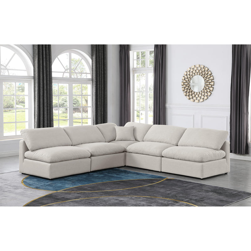 Meridian Indulge Cream Linen Textured Fabric Modular Sectional IMAGE 2