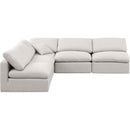 Meridian Indulge Cream Linen Textured Fabric Modular Sectional IMAGE 4