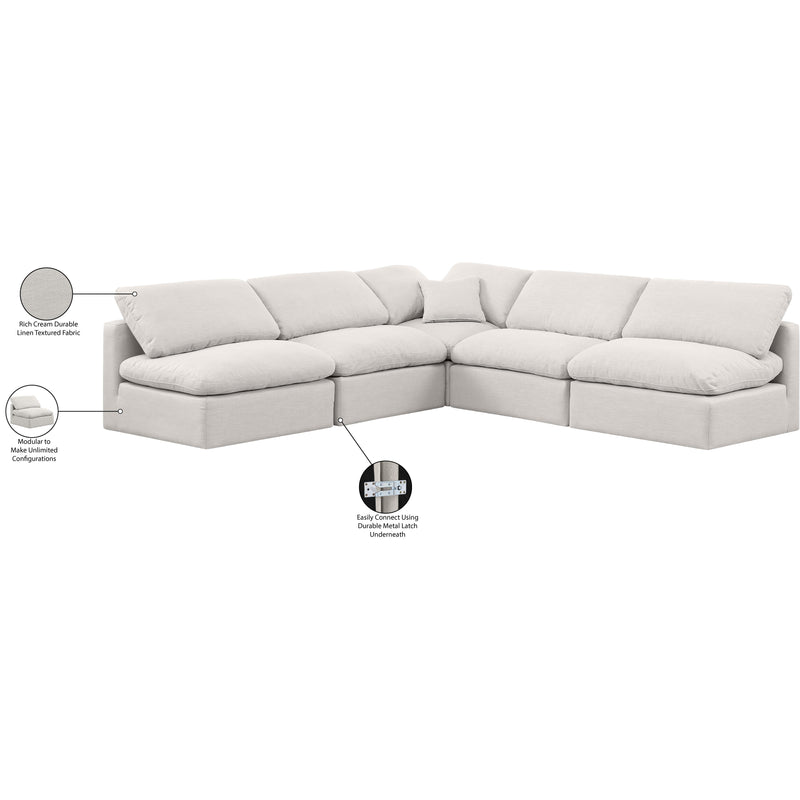 Meridian Indulge Cream Linen Textured Fabric Modular Sectional IMAGE 8