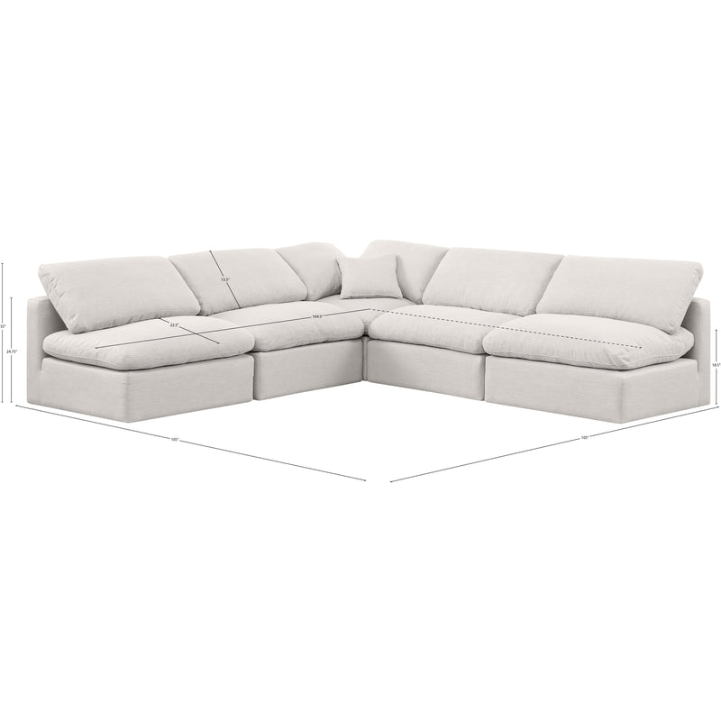 Meridian Indulge Cream Linen Textured Fabric Modular Sectional IMAGE 9