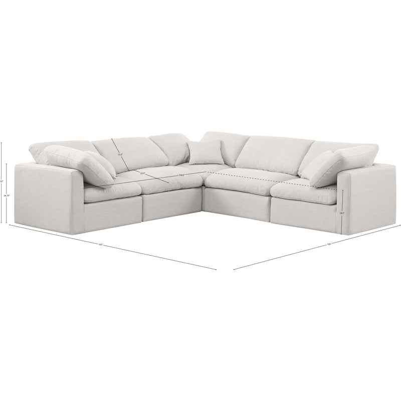 Meridian Indulge Cream Linen Textured Fabric Modular Sectional IMAGE 10