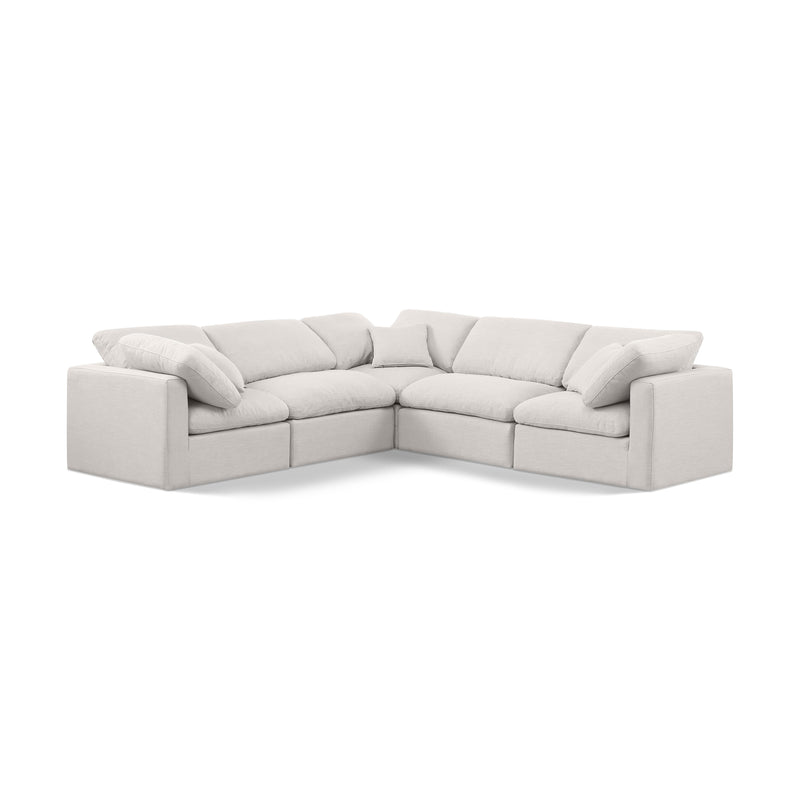 Meridian Indulge Cream Linen Textured Fabric Modular Sectional IMAGE 1