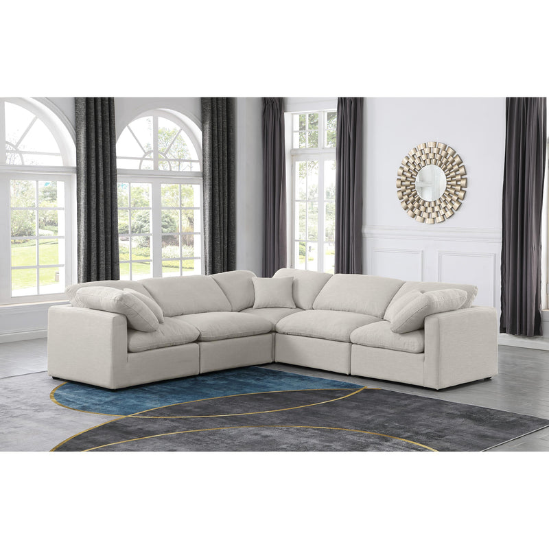 Meridian Indulge Cream Linen Textured Fabric Modular Sectional IMAGE 2