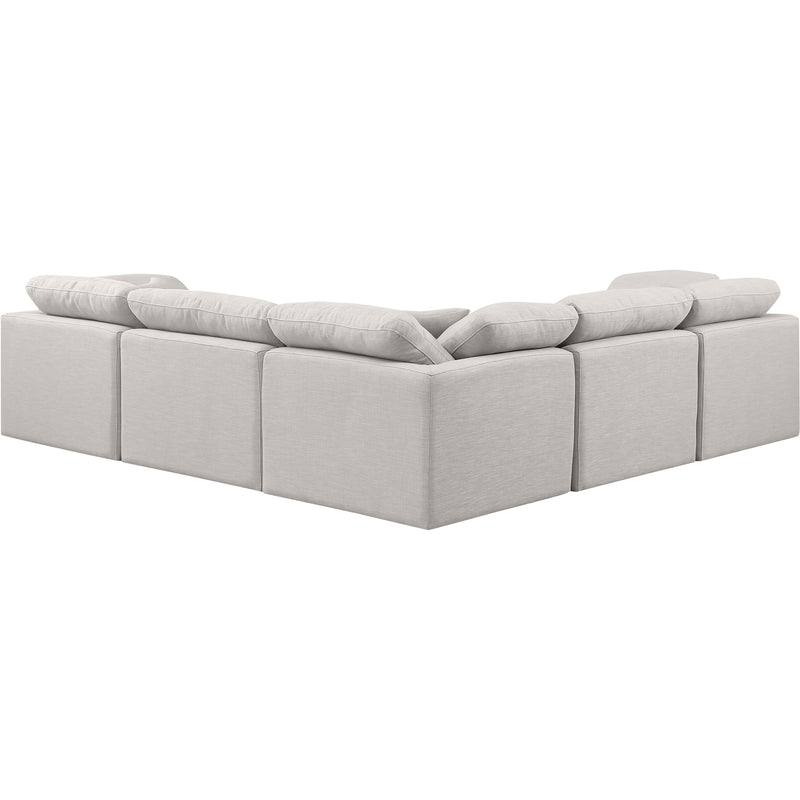 Meridian Indulge Cream Linen Textured Fabric Modular Sectional IMAGE 3