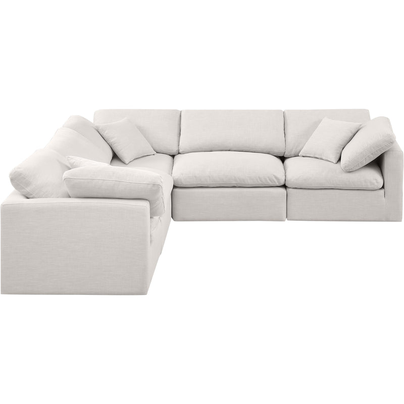Meridian Indulge Cream Linen Textured Fabric Modular Sectional IMAGE 4