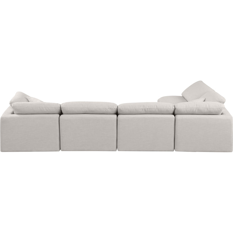 Meridian Indulge Cream Linen Textured Fabric Modular Sectional IMAGE 3
