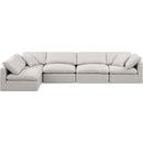 Meridian Indulge Cream Linen Textured Fabric Modular Sectional IMAGE 4