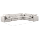 Meridian Indulge Cream Linen Textured Fabric Modular Sectional IMAGE 10