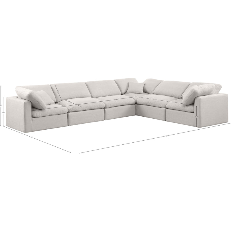 Meridian Indulge Cream Linen Textured Fabric Modular Sectional IMAGE 10