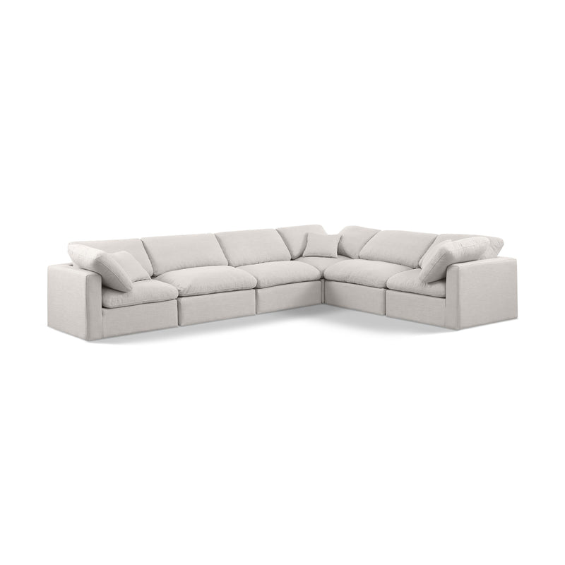 Meridian Indulge Cream Linen Textured Fabric Modular Sectional IMAGE 1