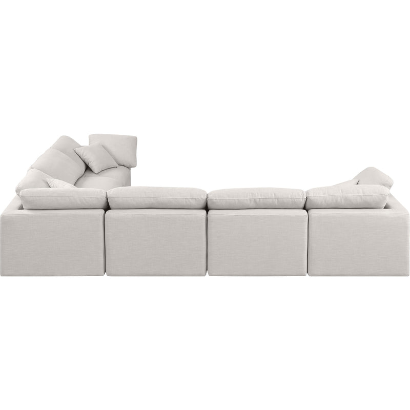 Meridian Indulge Cream Linen Textured Fabric Modular Sectional IMAGE 3