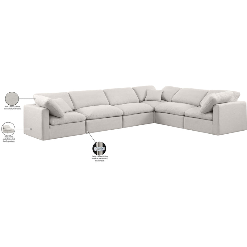 Meridian Indulge Cream Linen Textured Fabric Modular Sectional IMAGE 9