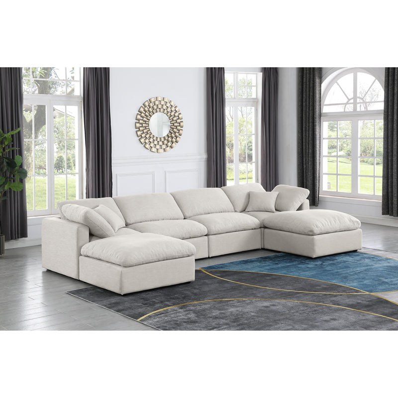 Meridian Indulge Cream Linen Textured Fabric Modular Sectional IMAGE 2