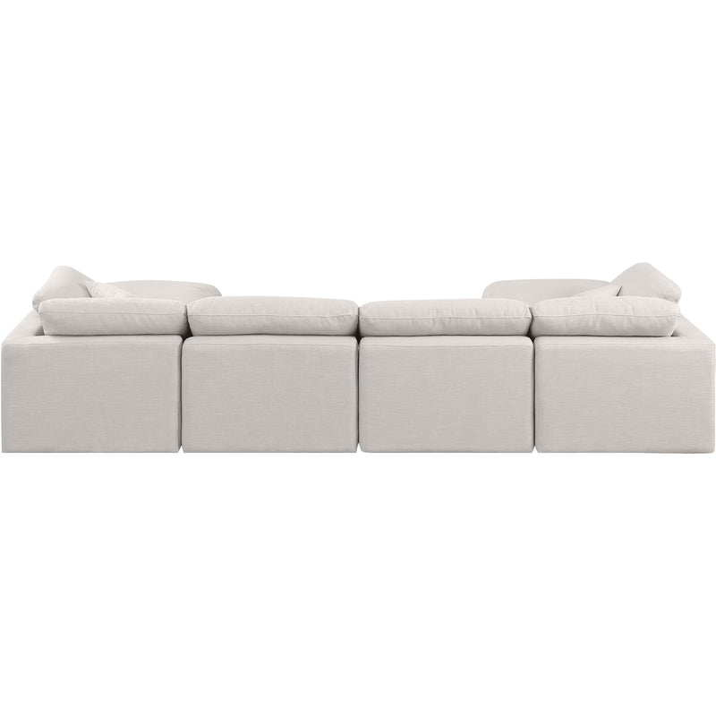 Meridian Indulge Cream Linen Textured Fabric Modular Sectional IMAGE 3