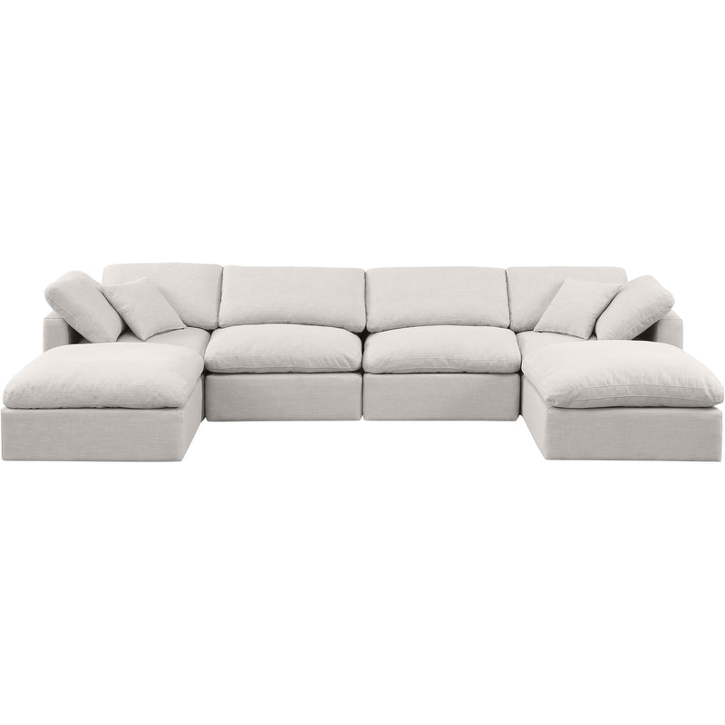 Meridian Indulge Cream Linen Textured Fabric Modular Sectional IMAGE 4