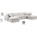 Meridian Indulge Cream Linen Textured Fabric Modular Sectional IMAGE 7