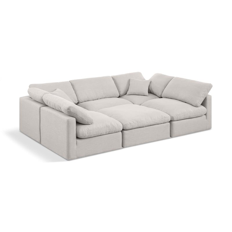 Meridian Indulge Cream Linen Textured Fabric Modular Sectional IMAGE 1