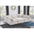 Meridian Indulge Cream Linen Textured Fabric Modular Sectional IMAGE 2